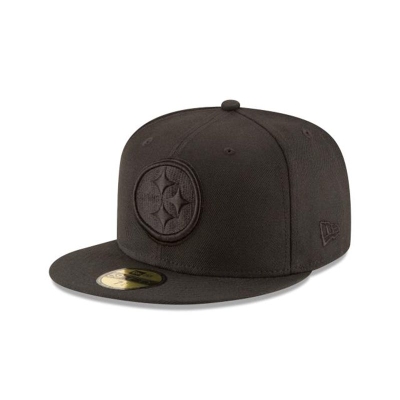 Black Pittsburgh Steelers Hat - New Era NFL Black On Black 59FIFTY Fitted Caps USA3421589